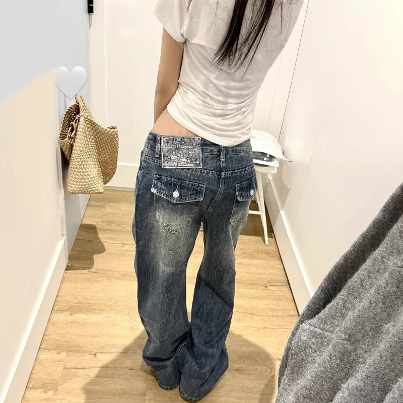 American Vintage Full-Length Jeans High Waist Bodycon Women Casual Streetwear Long Denim Pants Y2k Retro Distressed 2026