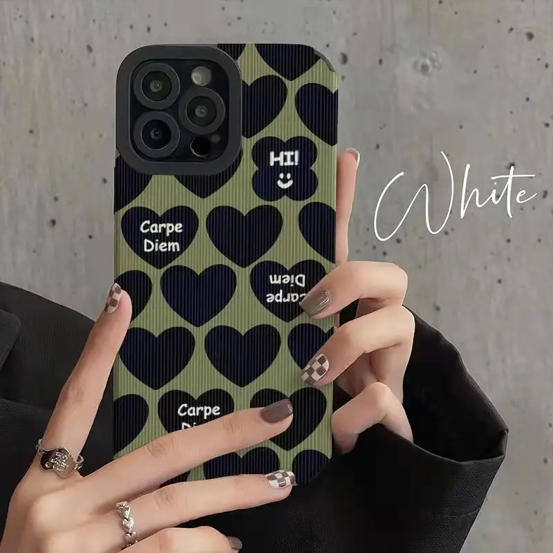 

Cute Doodle Love Heart Green Silicone Case For Samsung Galaxy A54 A52 A50 a51 A32 A31 A23 A53 A54 A71 A72 A73 5G A22 A12 A13 A14