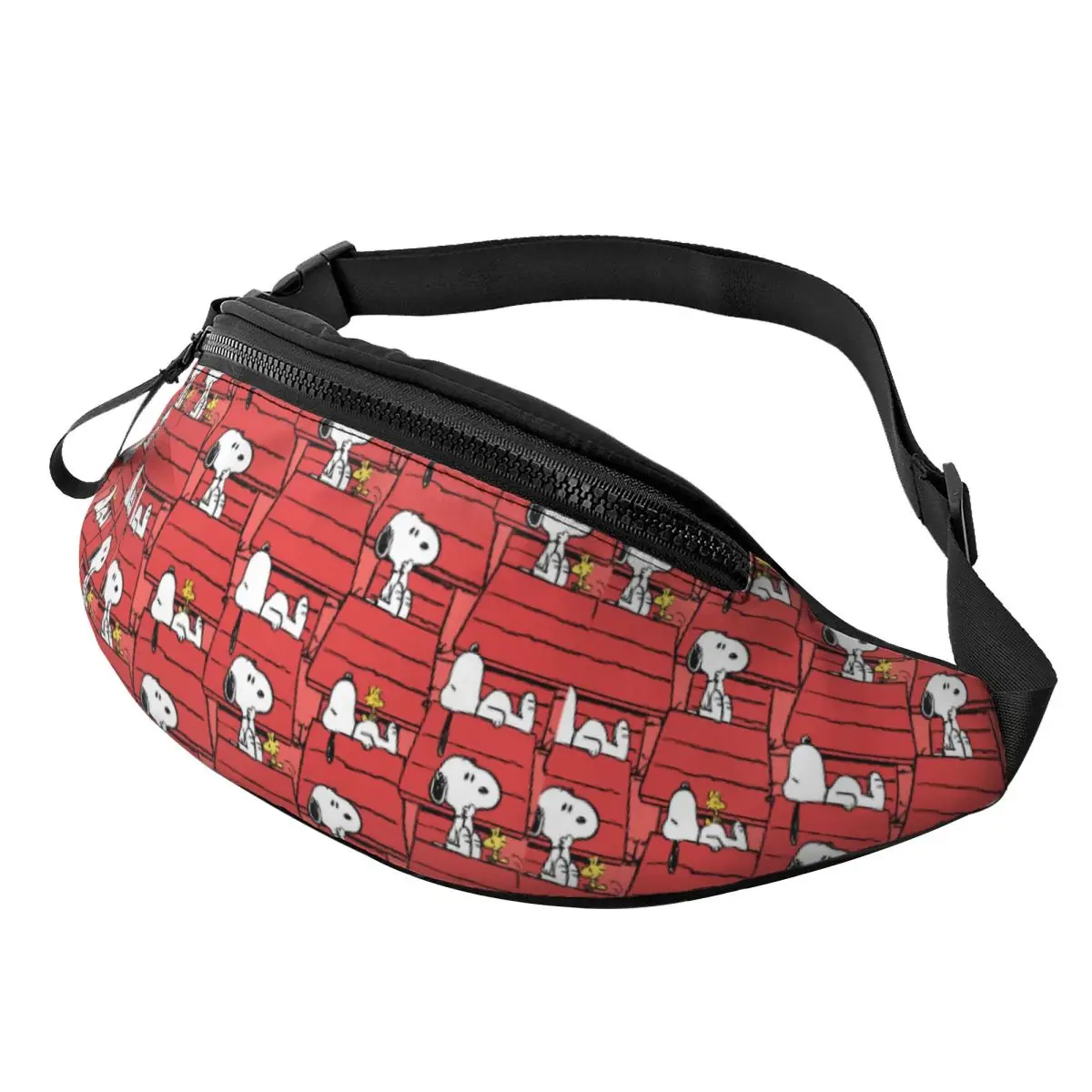 Custom Disney Peanuts Snoopys Fanny Pack Men Women Cartoon Crossbody Waist Bag for Cycling Camping Phone Money Pouch