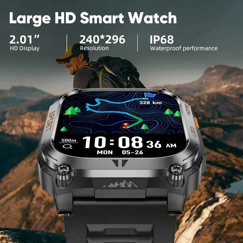 Latarka Xiaomi 630mAh Bateria o Dużej Pojemności Nowy Smartwatch Sportowy z Funkcją Śledzenia, Kompasem, Połączeniami Bluetooth i Wodoodpornością