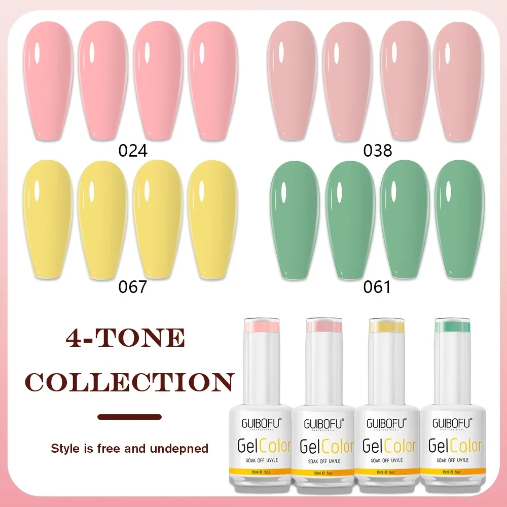 4Pcs Set 15ml Gel Nail Polish Set Popular Color Gel Polish Soak Off UV LED Semi-Permanent Nail Gel Polish Manicure Varnish