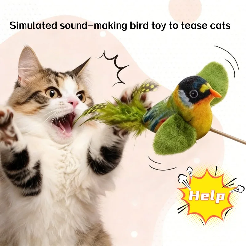 Simulation Bird Catnip Cat Toy Wall Hanging Interactive Teaser Toy Indoor Self Entertainment Chasing Teasing Toy