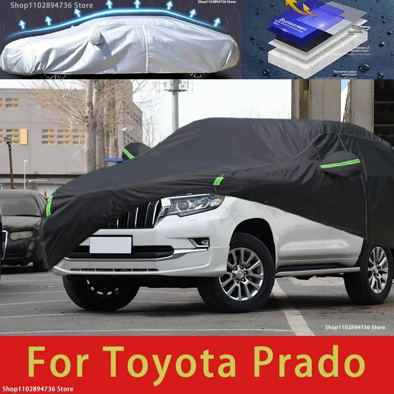 

For Toyota Prado Outdoor Protection Full Car Cover Snow Covers Sunshade Waterproof Dustproof Black Car Cover