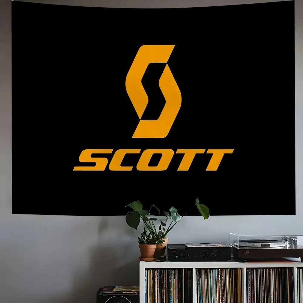 S-SCOTT LOGO bike Tapestry Custom Living Bedroom Party Dormitory interior Wall bohemian Decoration Attached clip