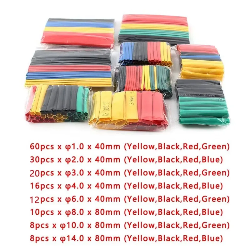 164PCS Heat Shrink Tube Termoretractil Heat Shrinkable Wrapping Cable Sleeve Polyolefin Tube Insulation Tubing Wire