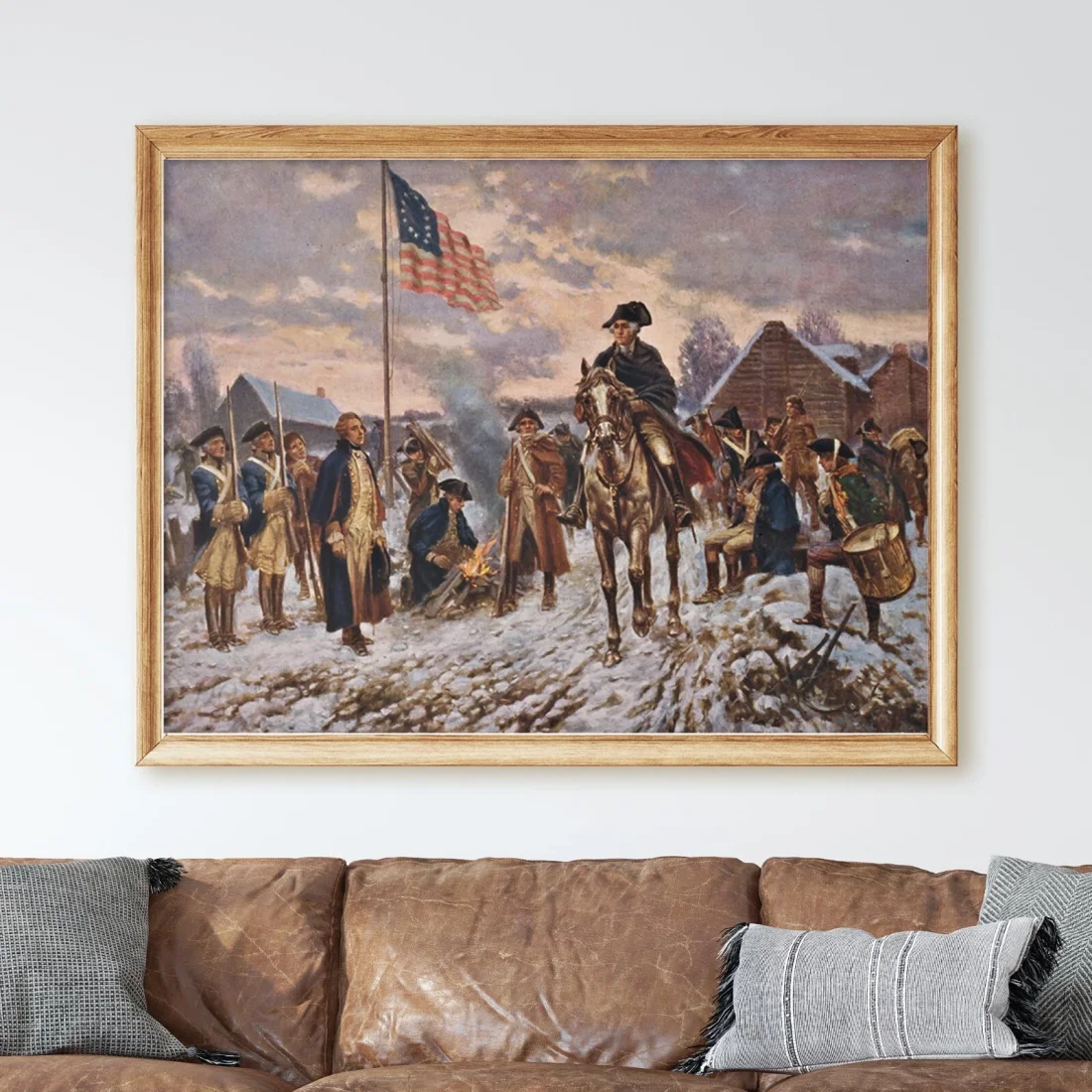 Colonial Army Encampment Canvas Art – Vintage Historical Painting, Patriotic Wall Decor for Study Library and Home