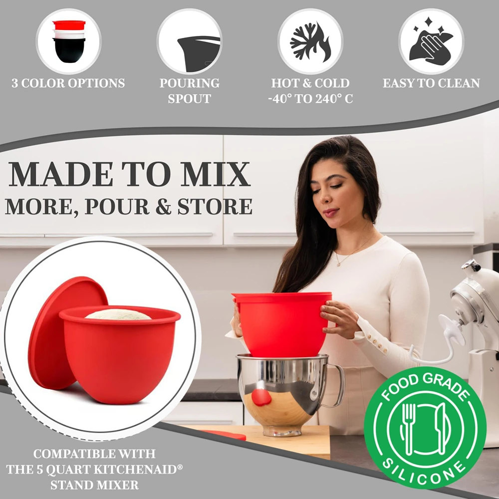

For KitchenAid Tilt-Head 5 Qt Mixers MixAid Silicone Liners -No More Mixer Bowls Needed - Mixer Accessories