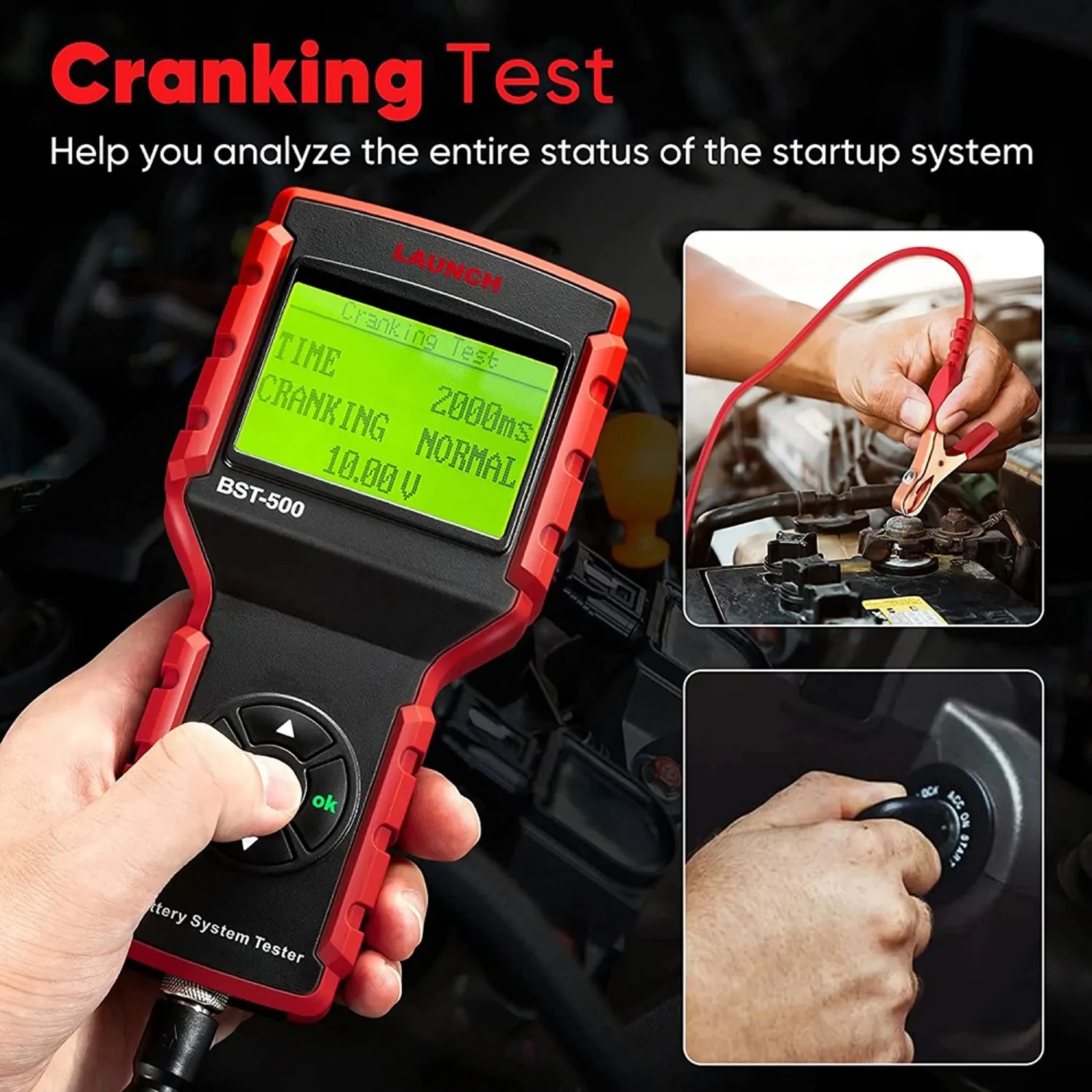 Launch BST-500 Battery Tester BST500 Cranking&Charging System Test 6V 12V 24V 100-2000CCA Car Battery Tester Detector Diagnostic