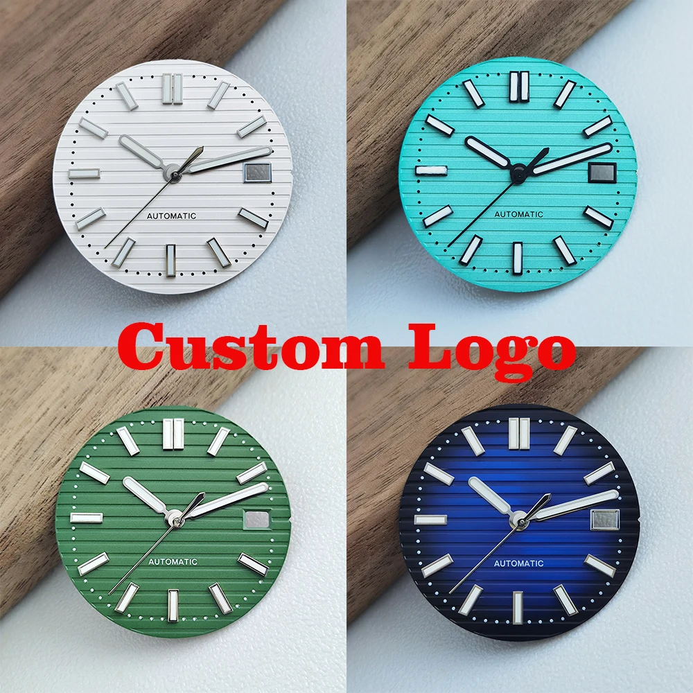 NH35 Unmarked Dial Custom Logo 29.8mm Nautilus Dial Green Illuminated Dial, Suitable for NH35 Movement Accessories