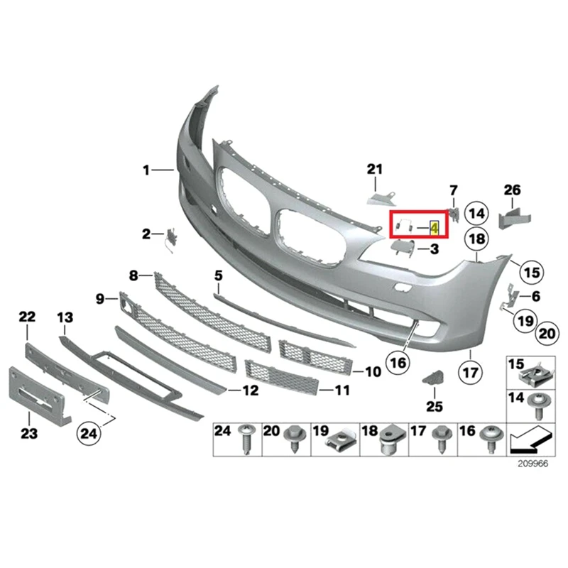 Resorte de palanca de arandela de Faro de parachoques delantero para BMW, serie 5, 6, 7, F07, F10, F11, F06, F12, F13, F01, F02, F03, F04, 2 unidades, 51117202885