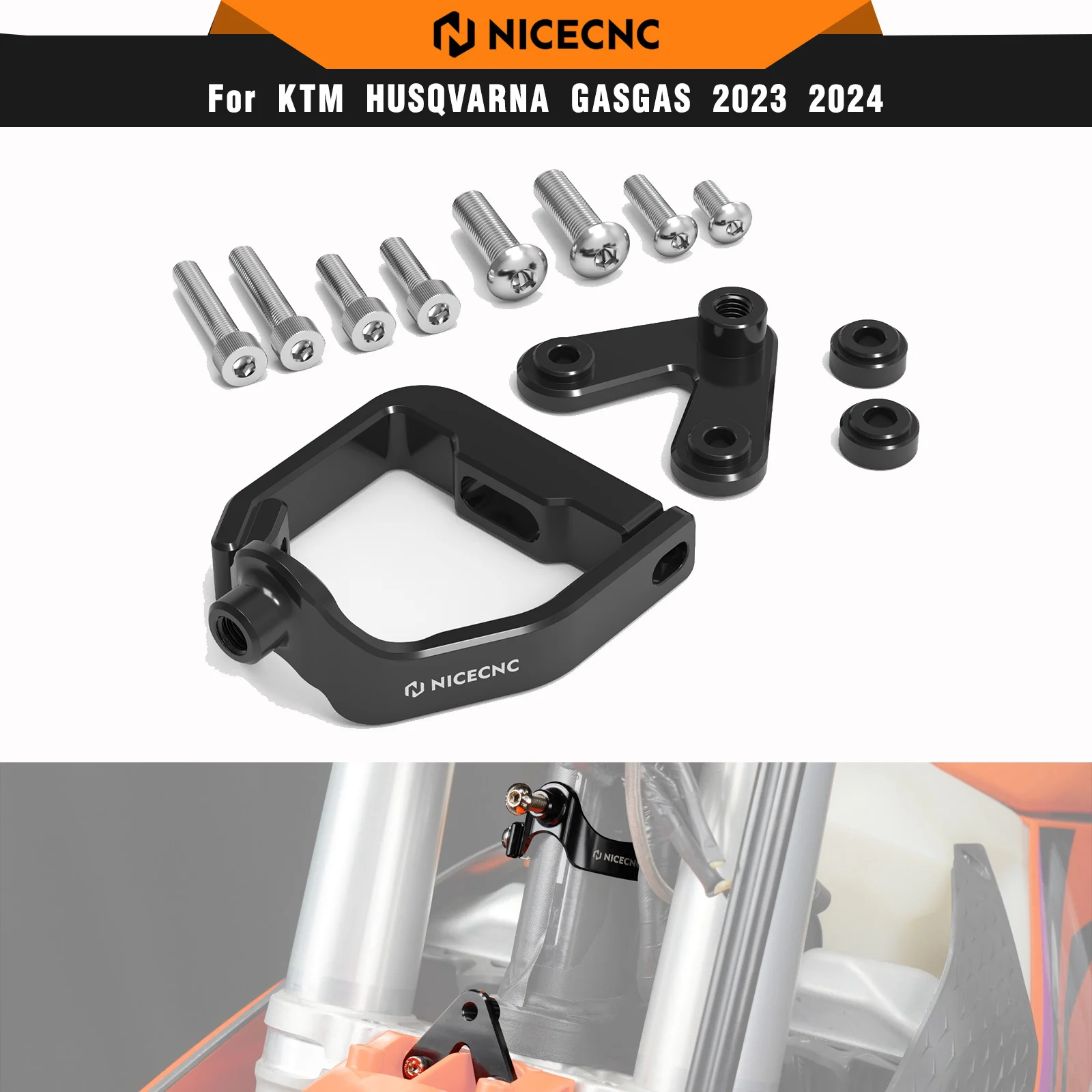 

NICECNC Steering Damper Bracket For Husqvarna FC250 FC350 FC450 FX350 FX450 TC125 TC250 TX300 2023-2025 For KTM SX125 GasGas