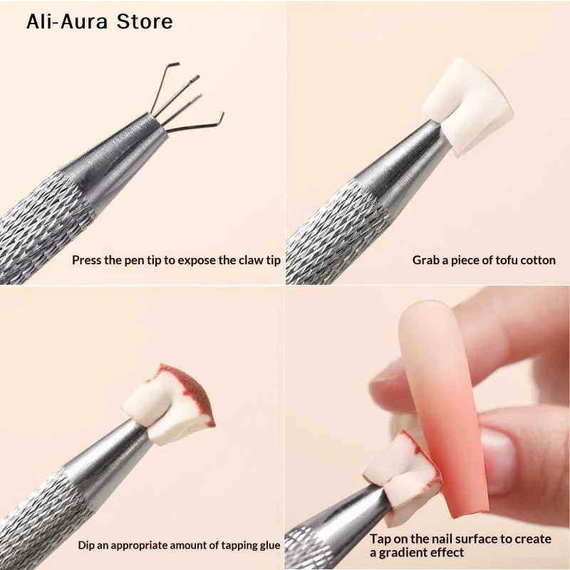 50/10Pcs Gradient Nail Sponge Grabber Nail Art Sponge Set With Grabbing Pen For DIY Nail Art Gel Polish Brush Glitter Powder