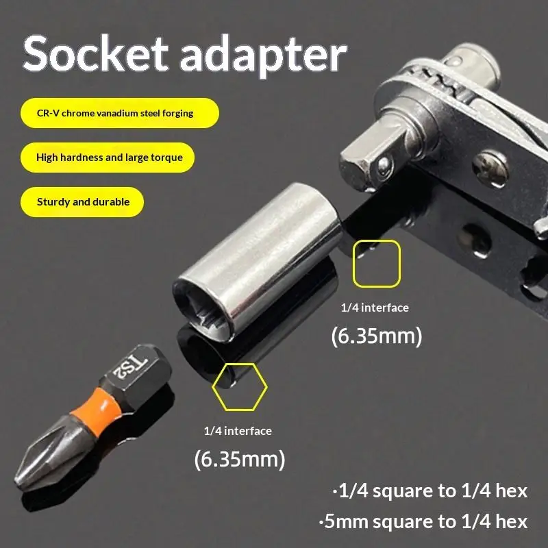 Chrome Vanadium Steel Socket Adapter High Hardness Large Torque Heavy Duty Wrench Accessory for Car Maintenance DIY Projects