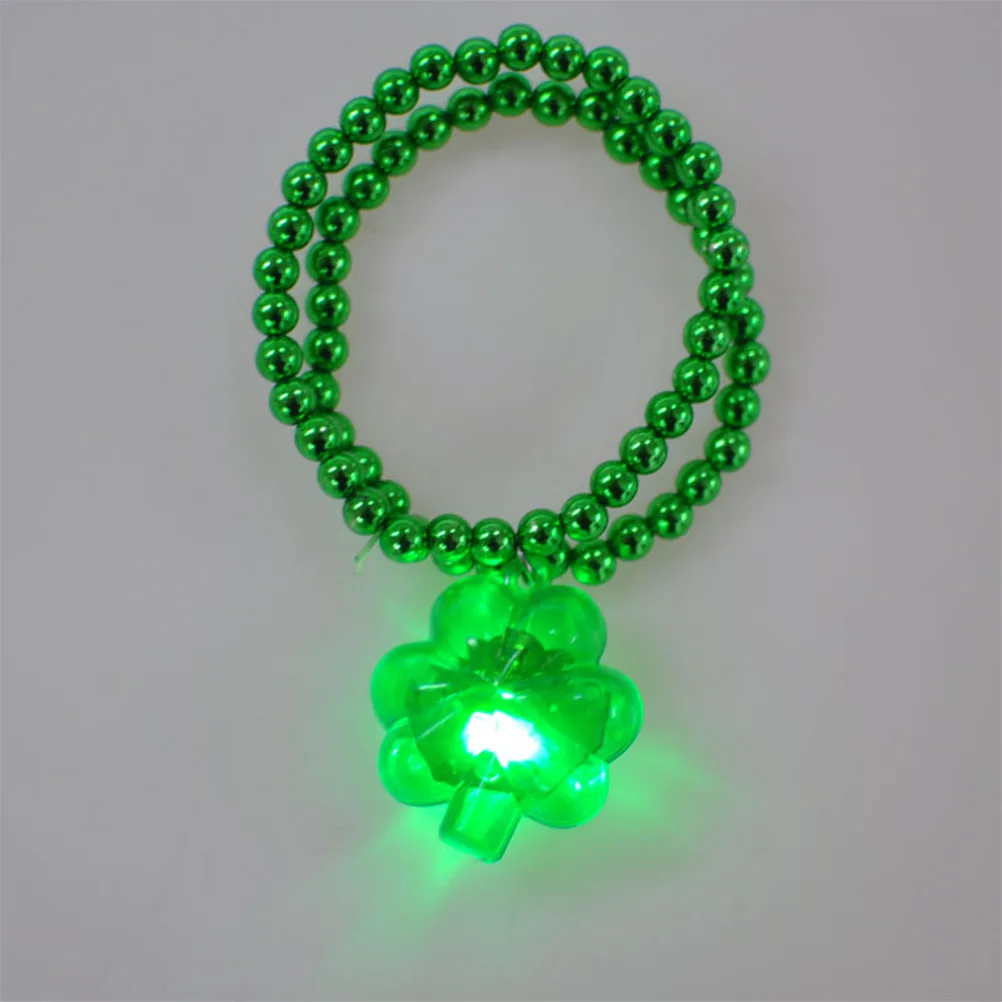 

Green Luminous Bracelets Patrick Day Wristbands Glowing Bead Unisex Size Fits Most Prom Accessories