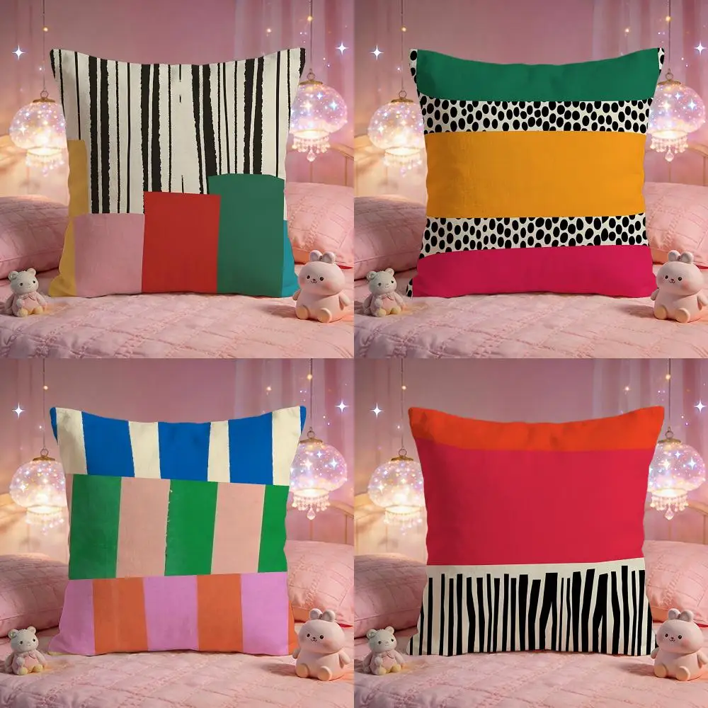Modern  block Stripe Abstract Print Cushion Cover Premium Comfort Reversible Pillow Cove Two in One Design for Any Room  Car