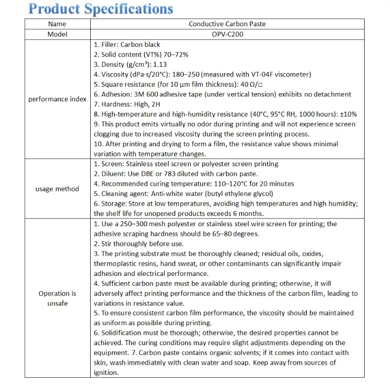 Imported Conductive Carbon Paste Perovskite Carbon Ink & Diluent For Perovskite Cells