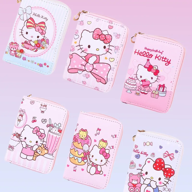 

Kawaii Hello Kitty Coin Purse Sanrio Y2K Girls Cartoon Short Zipper Wallet Student Portable Cute Purse Girlfriend Birthday Gift