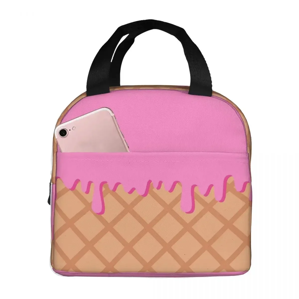 Strawberry Ice Cream Insulated Lunch Bag for Kids School Cooler Thermal Food Box Tote Portable Lunch Boxes Container