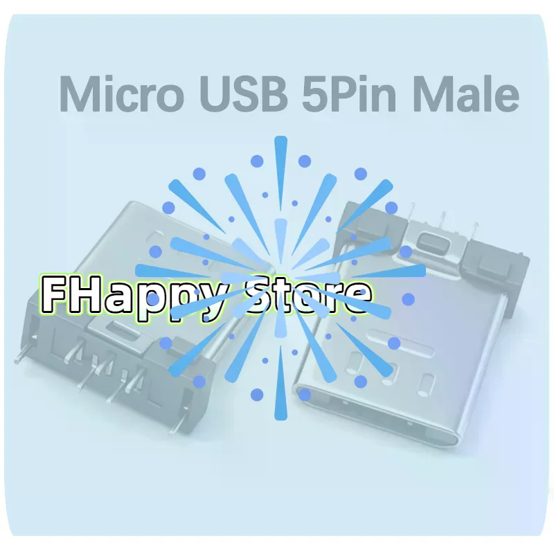 [MA]10Pcs Micro USB 5Pin Male Connector 180 Degree DIP Short Body 7.8mm Clip Board Type For DIY Cable Charger Repair 5P Male USB