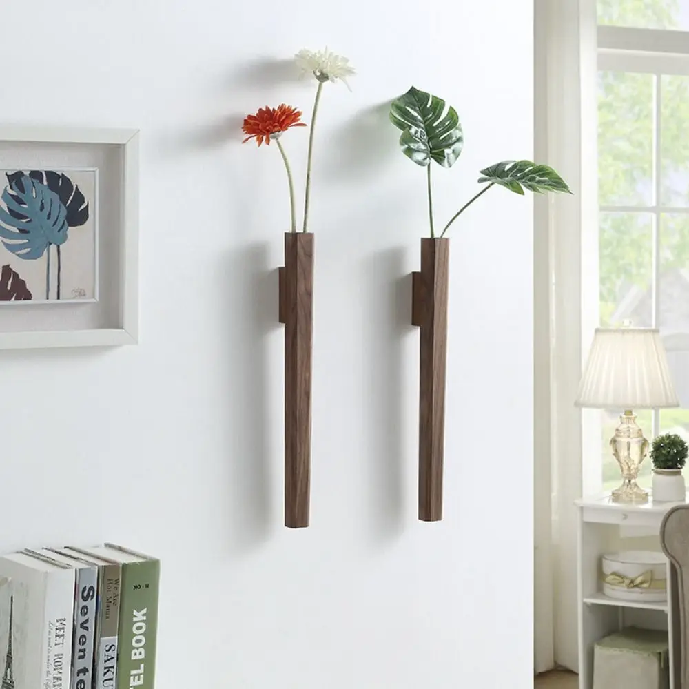 Creative Wooden Vase Wall-mounted Wall Decoration Plant Hydroponic Flowerpot Flower Inset Bottle Home