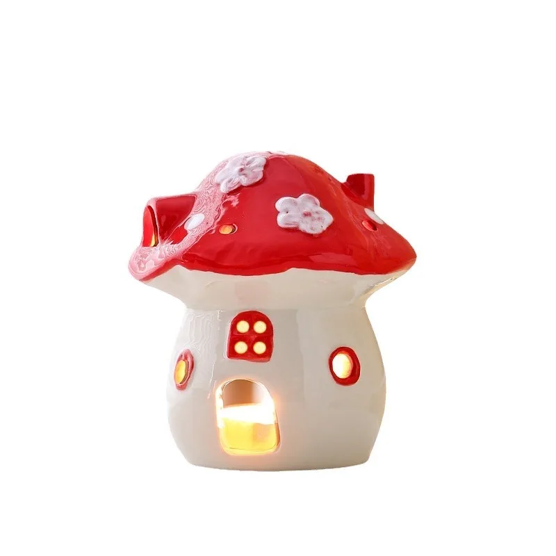Cute Cartoon Ceramic Decorative Ceramic Creative Cartoon Ceramic Mushroom Incense Burner Tea Light Candle Holder