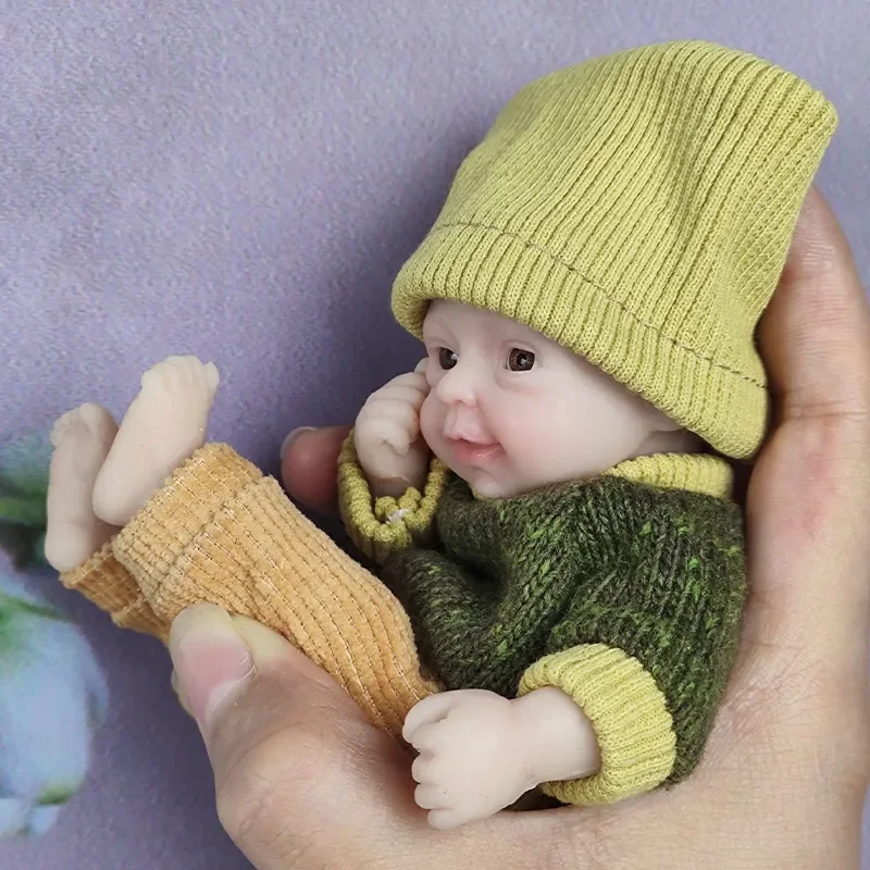 

Reborn Baby Dolls 6 Inch Full Silicone Body Black Baby Doll Boy Mini Realistic Newborn Baby Dolls For kids gift