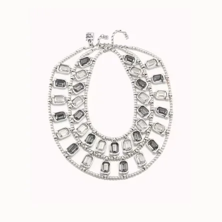 

2024Original New Product Spain UNOde50 Jewelry Fashion Luxury Grey White Crystal Double Layer Necklace Women's High Quality Gift