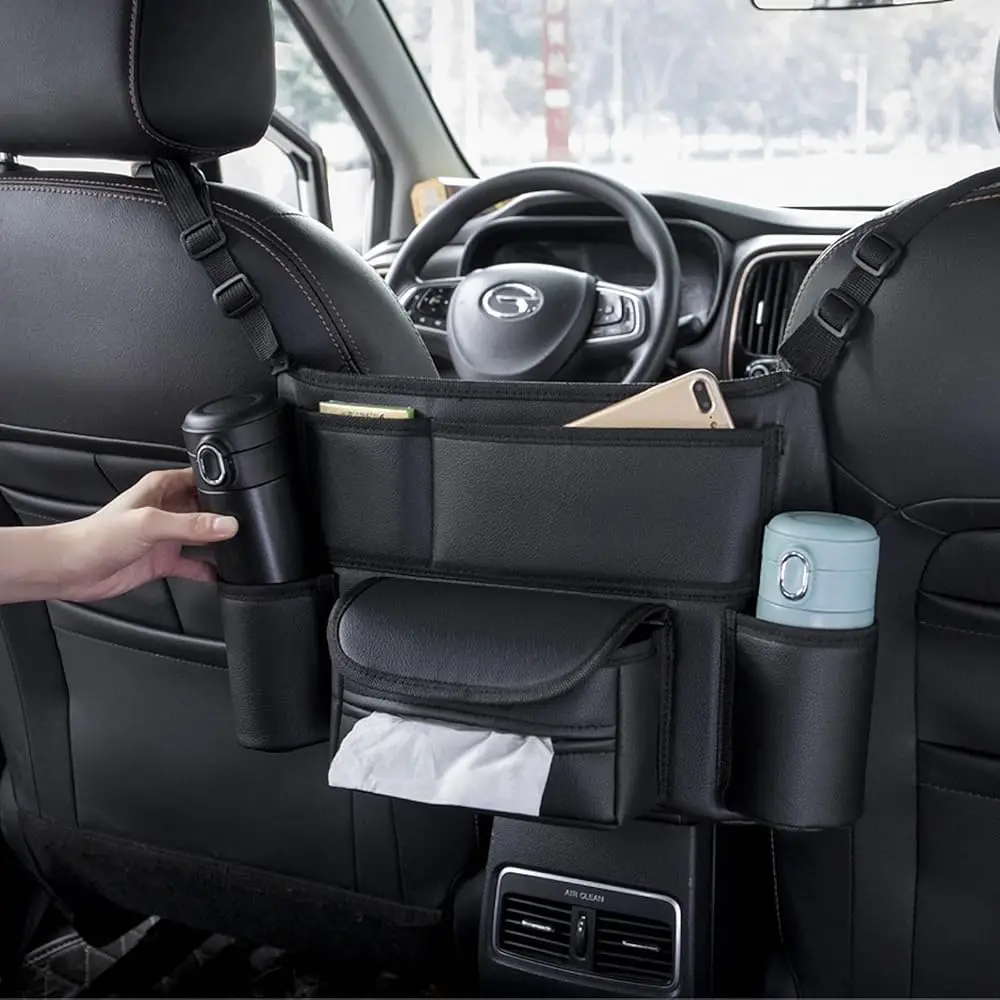 

Free Shipping Car Organizers and Storage, Leather Car Storage Pocket Between Seats Back Seat Hanging Bag Purse Holder Large Capa