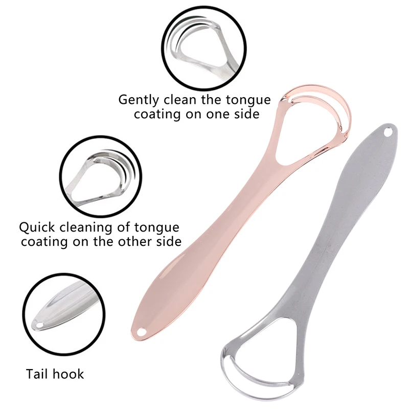 1 قطعة قابلة لإعادة الاستخدام الفولاذ المقاوم للصدأ طبقة مزدوجة اللسان مكشطة الفم اللسان الأنظف الصحة تنظيف فرشاة الفم الطازجة التنفس كشط #4