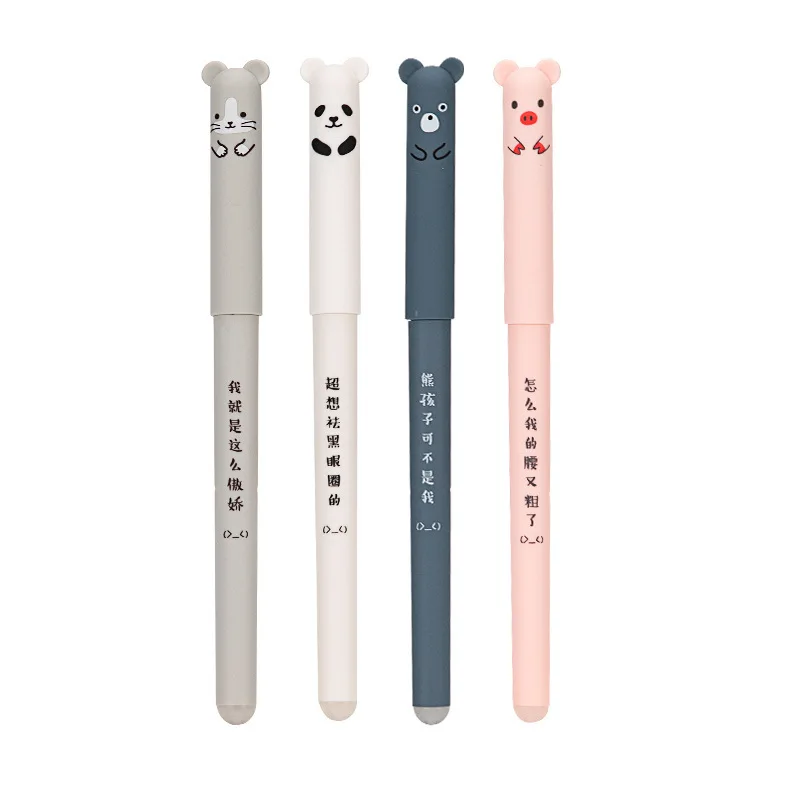 36Pcs Wholesale new bear erasable gender-neutral pen, cartoon animal creative student erasable stationery pen