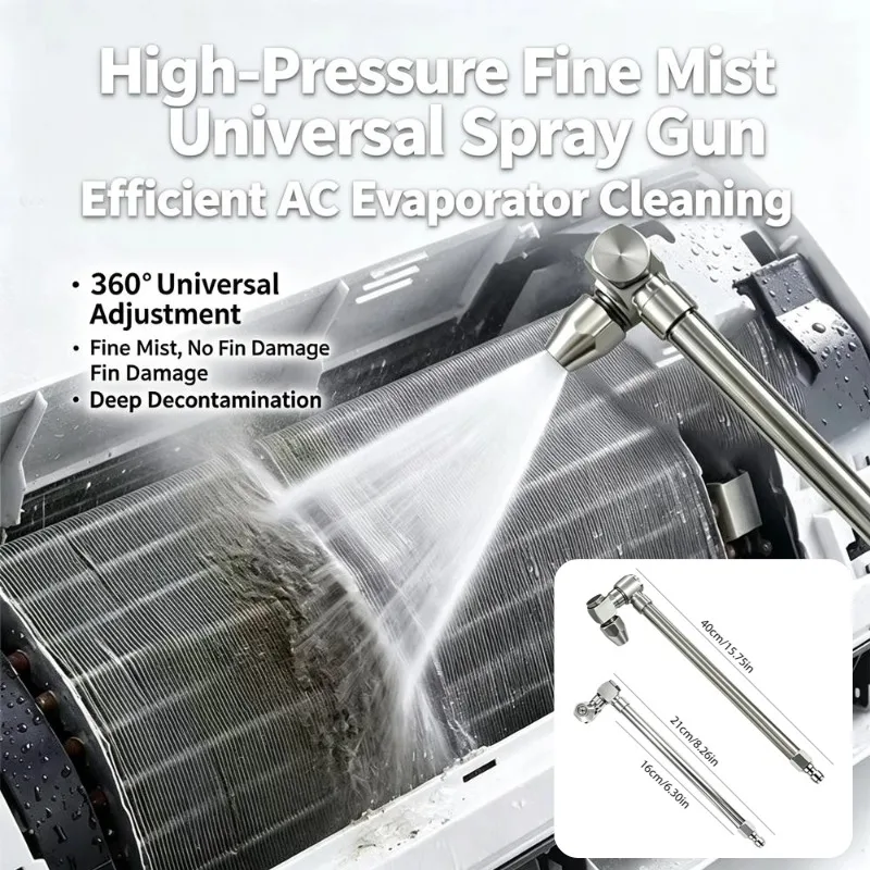 360 Swivel AC Cleaning Universal Nozzle With 1/4 Quick Plug Deep Clean Spray Wand Extension Rod For Air Conditioner Coil