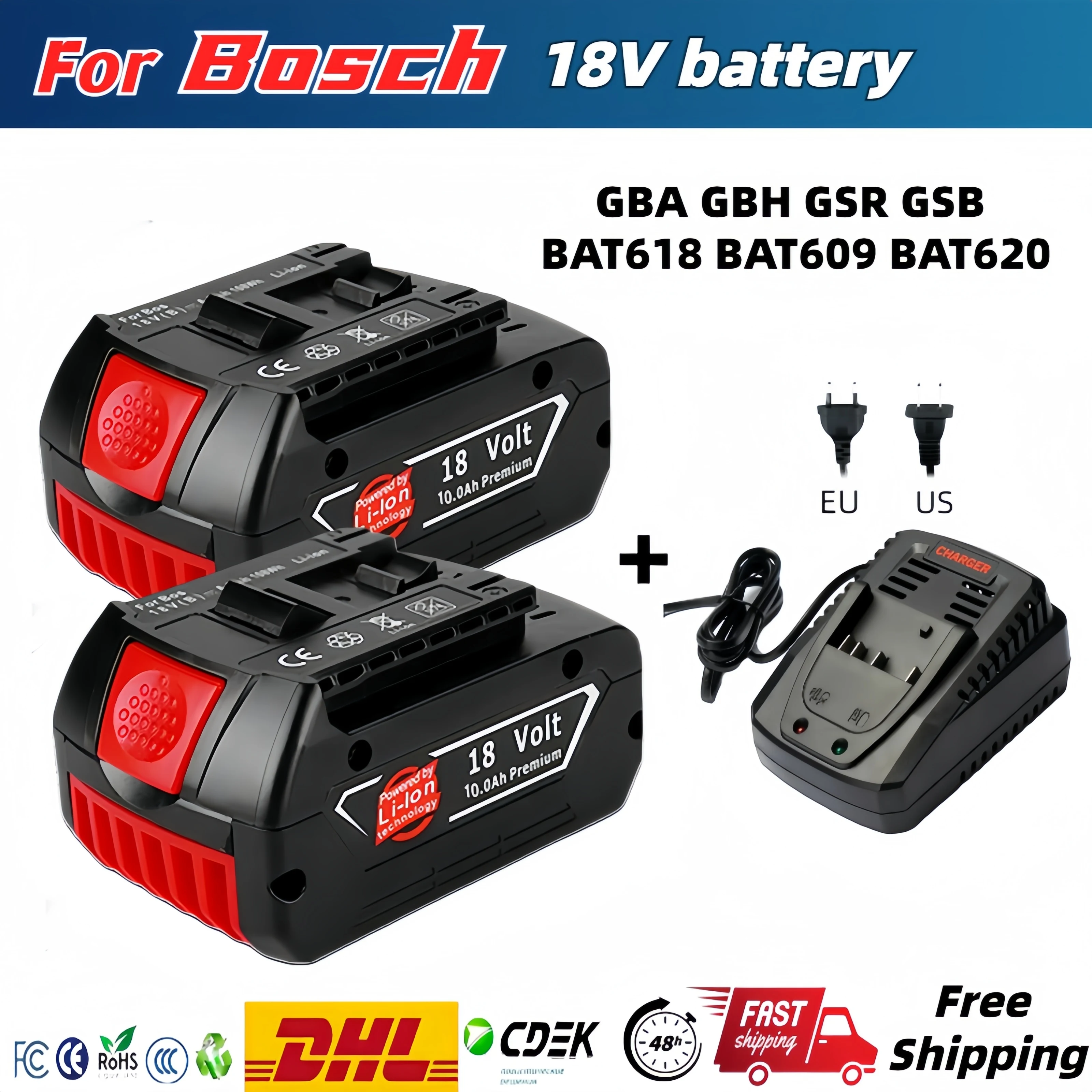 

NEW For BOSCH 18V battery 10AH Li-ion battery gba 18v battery Professional GSR GSB BAT618 BAT618G BAT609 GSR18V GBA18V BAT610