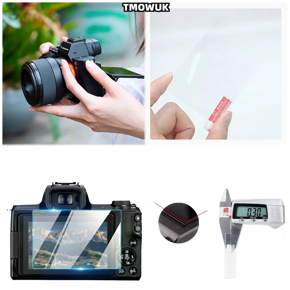 For Canon 600D 60D EOSM2 EOSM UV-Cured Tempered Glass With Alignment Stickers (3-Position)