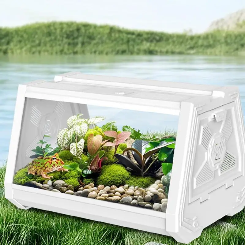 

Reptile Cages Lizard Tank Playpen Ventilation Feeding Aquarium Portable Habitat Escape-Proof For Spider Animal Snake Snails