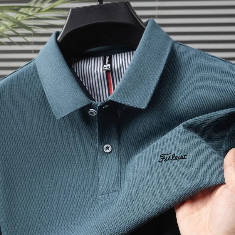 Summer New Men's Golf Polo Shirt Short Sleeve High-End Design Exquisite 100% Cotton Embroidery Breathable Fashion T-Shirt