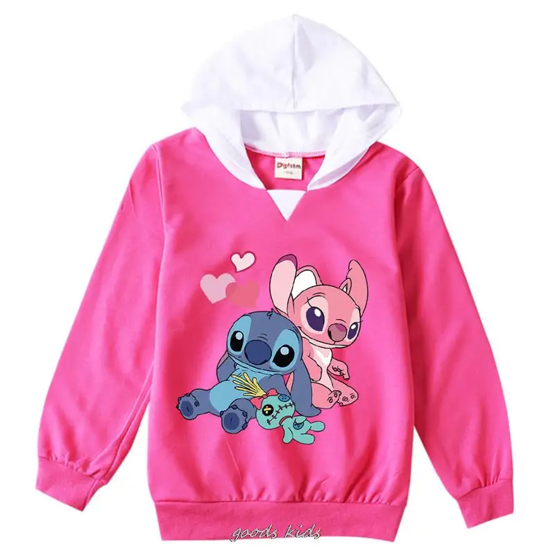 Lilo And Stitch Kids Hoodies Spring Autumn Fashion Children Long Sleeves Cotton Sweatshirts Printing 3D Boys Girls Hooded Tops