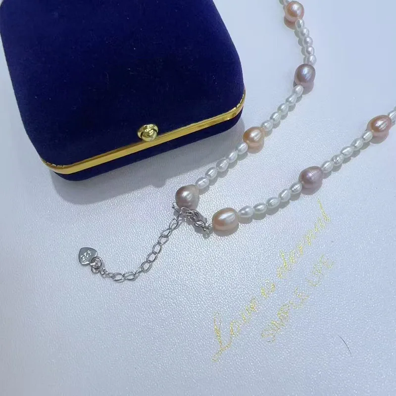 Mother's Day Gift Freshwater Pearl Necklace 925 Sterling Silver Pearl-Like Light Luxury Necklace