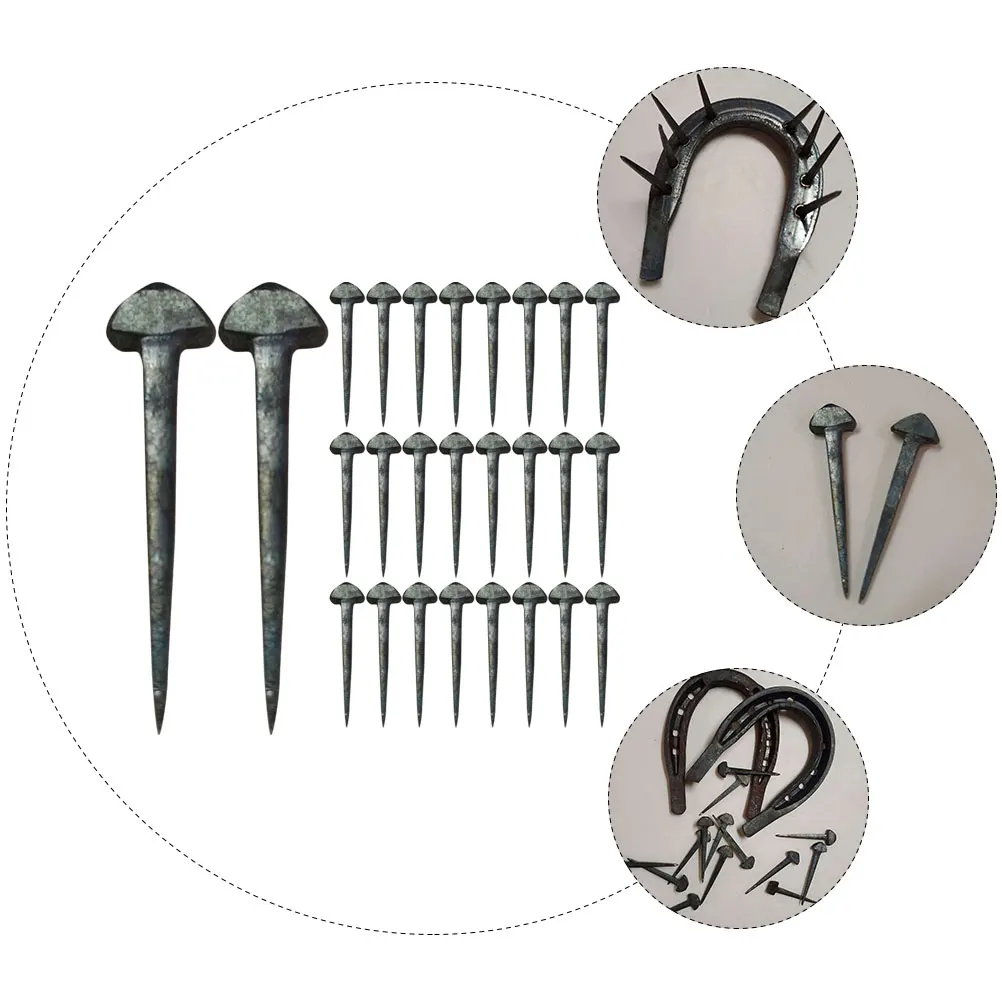 50 قطعة من أظافر حدوة الحصان الحديدية قوة الشد العالية مثبتات الحصان العملية سهلة الحمل مخزن حدوة الحصان مثبتات الحصان