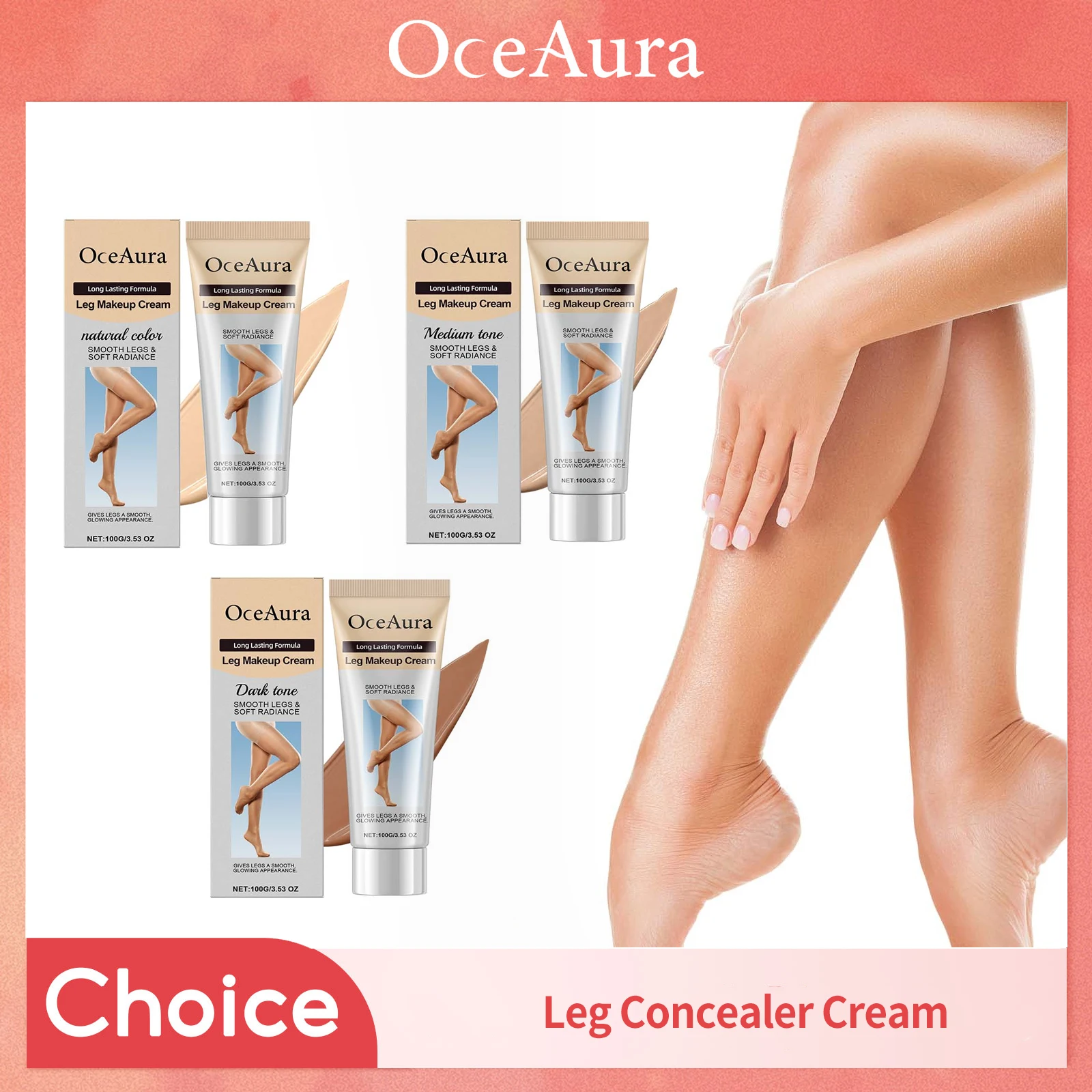 

Leg Makeup Foundation Moisturizing Even Skin Tone Fake Tanning Cream Waterproof Anti Transfer Wheat Tan Brown Leg Concealer 100g