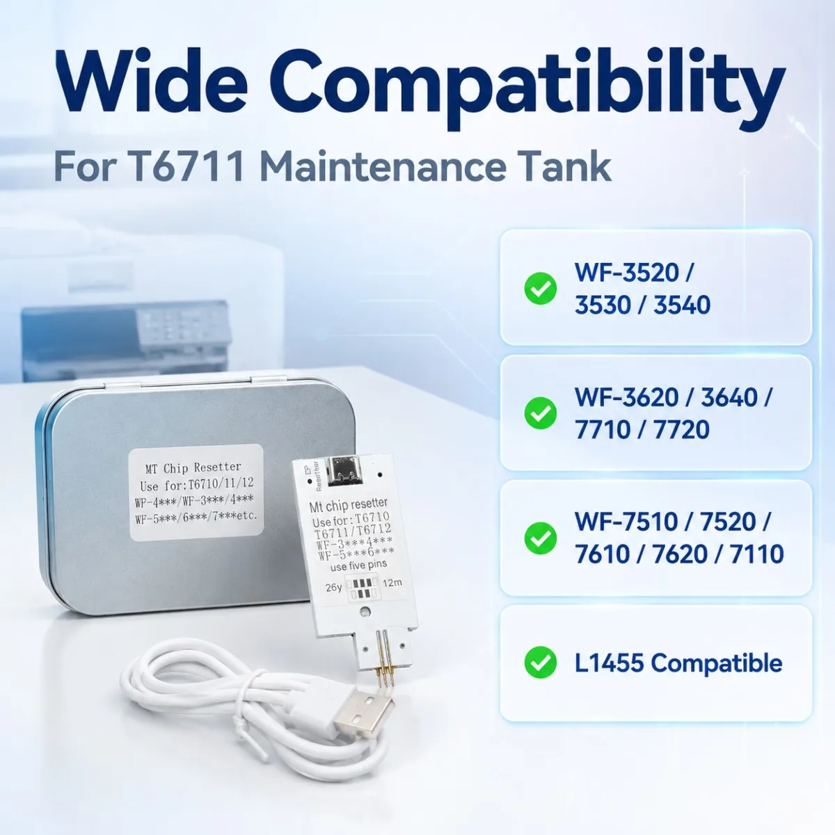 Maintenance Tank Chip Resetter T6710  for Epson WF-3521 WF-5621 WF-5191 WF-4630D WF-4640 WF-5110 WF-5190 WF-5620 WF-5690