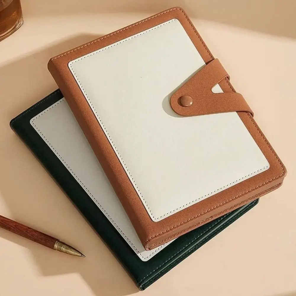 

Stationery A5 Diary Notebook Thicken Buckle Meeting Notepads PU Retro Schedule Book Student