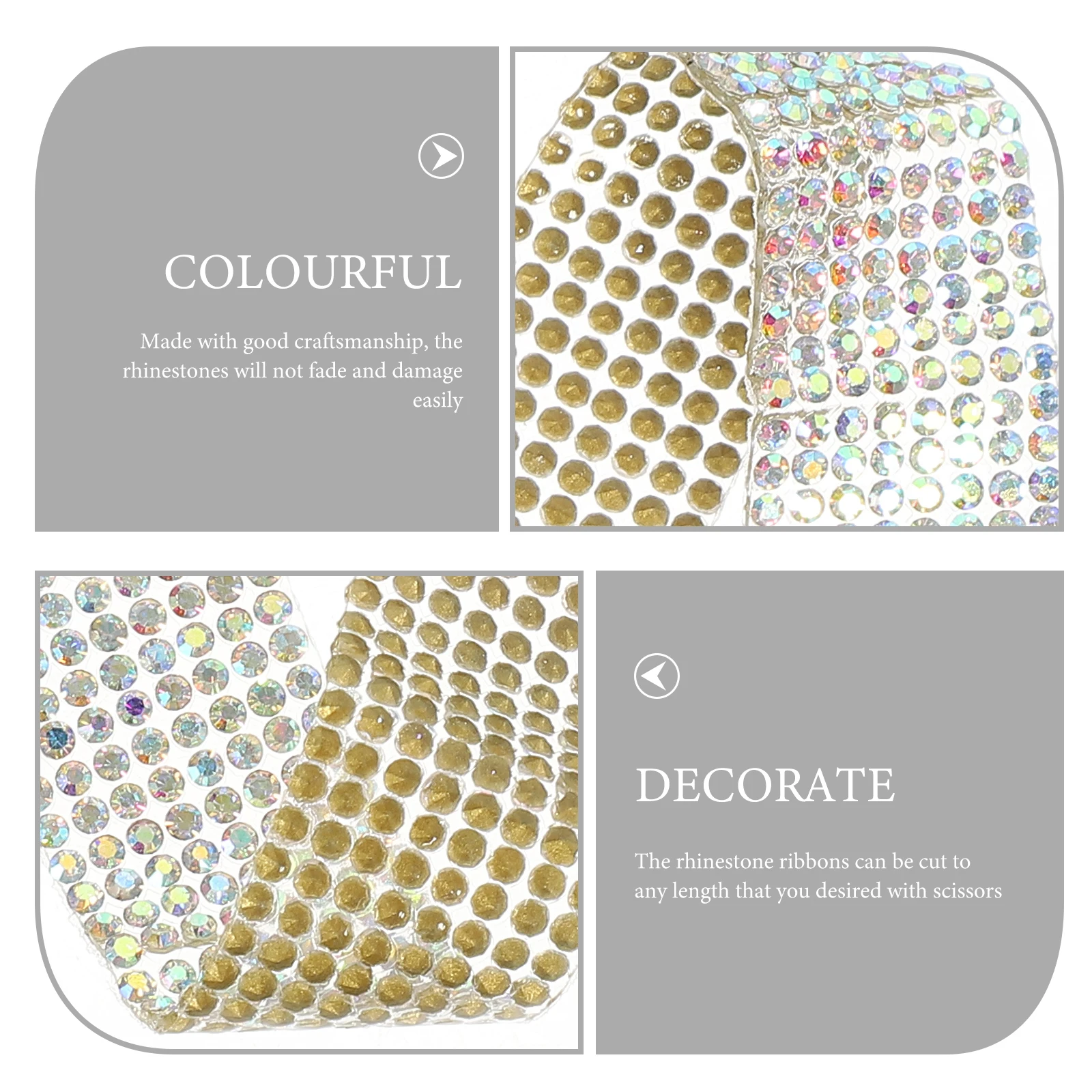 

2 Rolls Self-Adhesive Ribbon Decorative Tape For Diy Crafts Wedding Sparkling Rhinestone Strips Diy Accessories Rhinestone