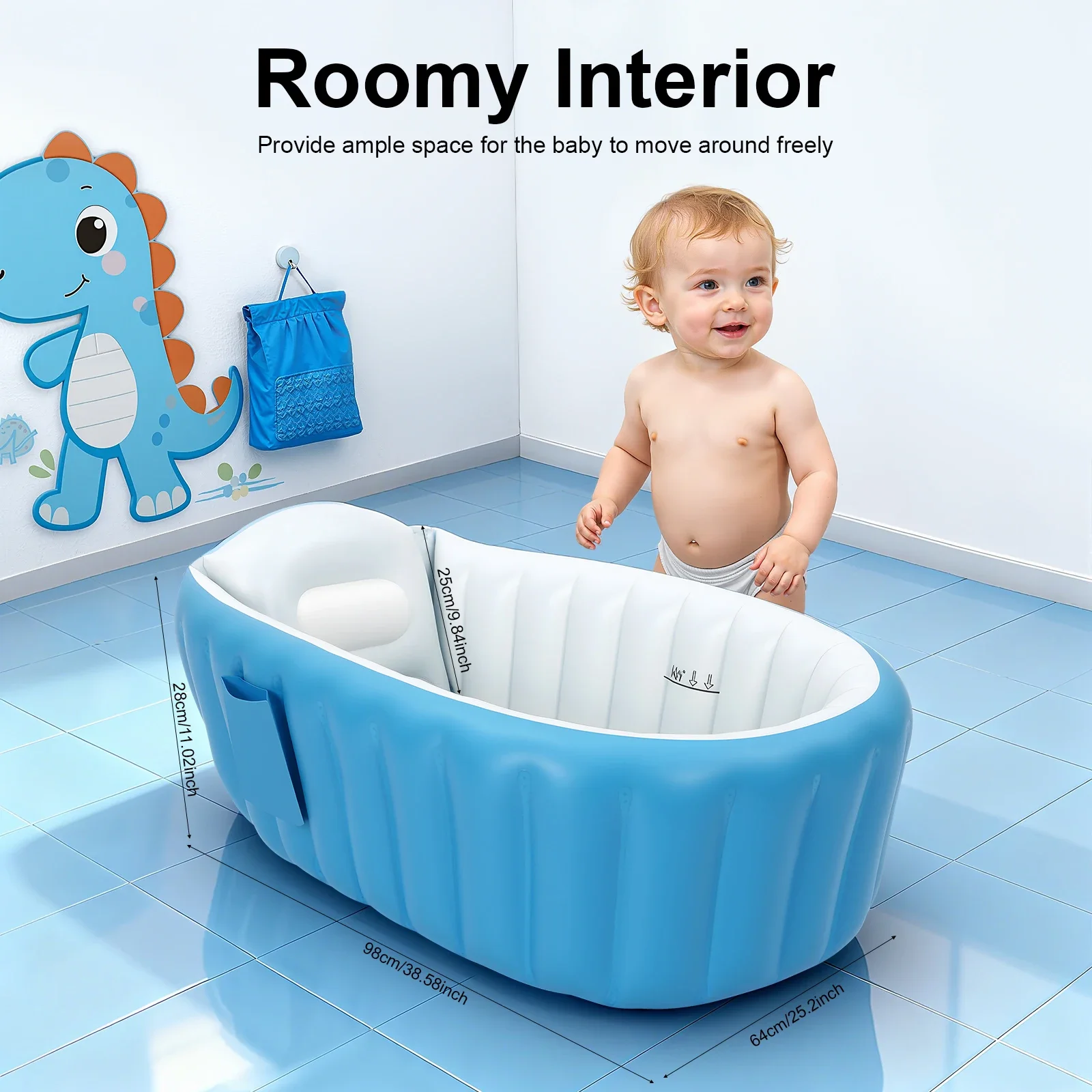 Inflatable Portable JUST V-IIIP PAYYY Adult Portable Bathtub with Backrest Cup Holder