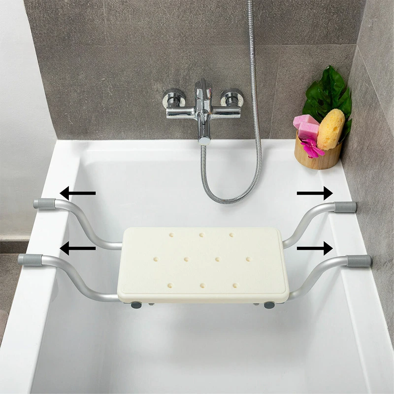 Elderly Pregnant Aluminum Bathtub Seat Non-Slip Shower Stool Stable High Load Capacity Storage Rack No-Drill Comfortable Seat