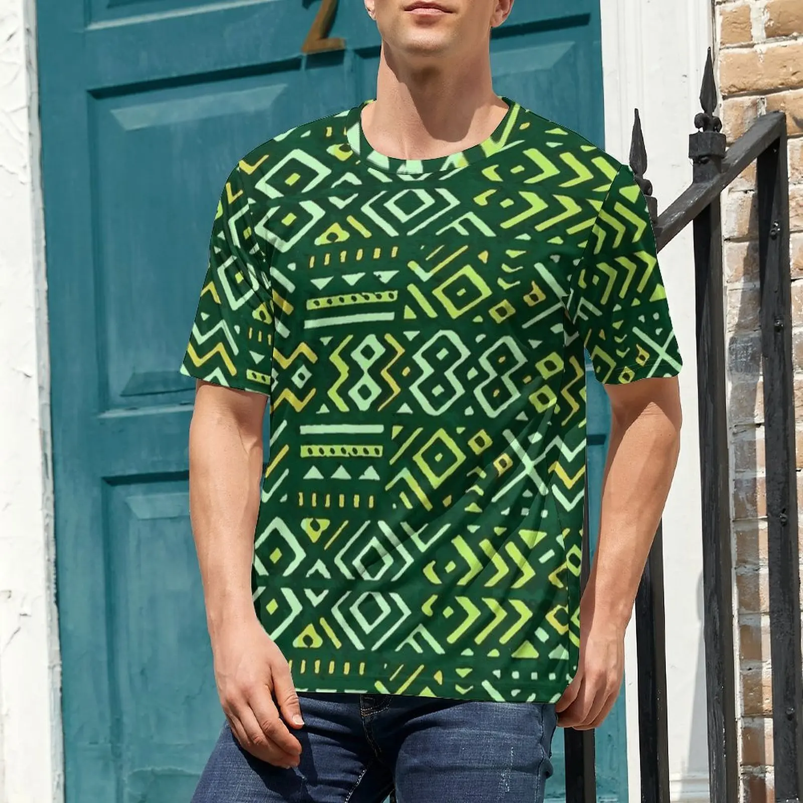 Traditional African Bogolan Print T Shirt Trendy T Shirts Men Y2K Casual Tshirt Summer Short-Sleeved Graphic Top Tees 5XL 6XL