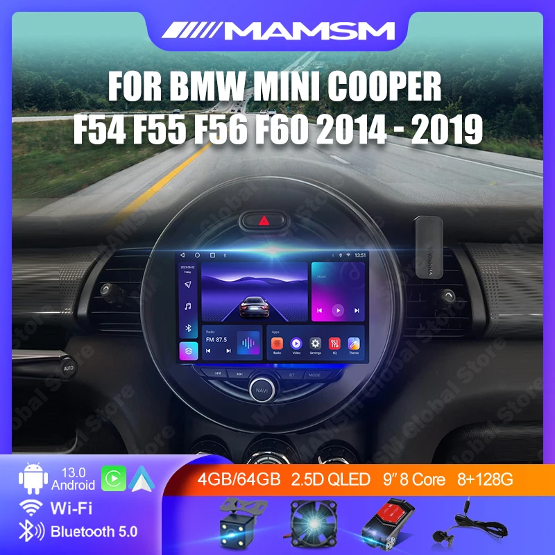 MAMSM 8 Cores Car Radio For BMW MINI COOPER F54 F55 F56 F60 2014 2015 2016 2017 2018 2019 Wireless CarPlay Multimedia Car Player