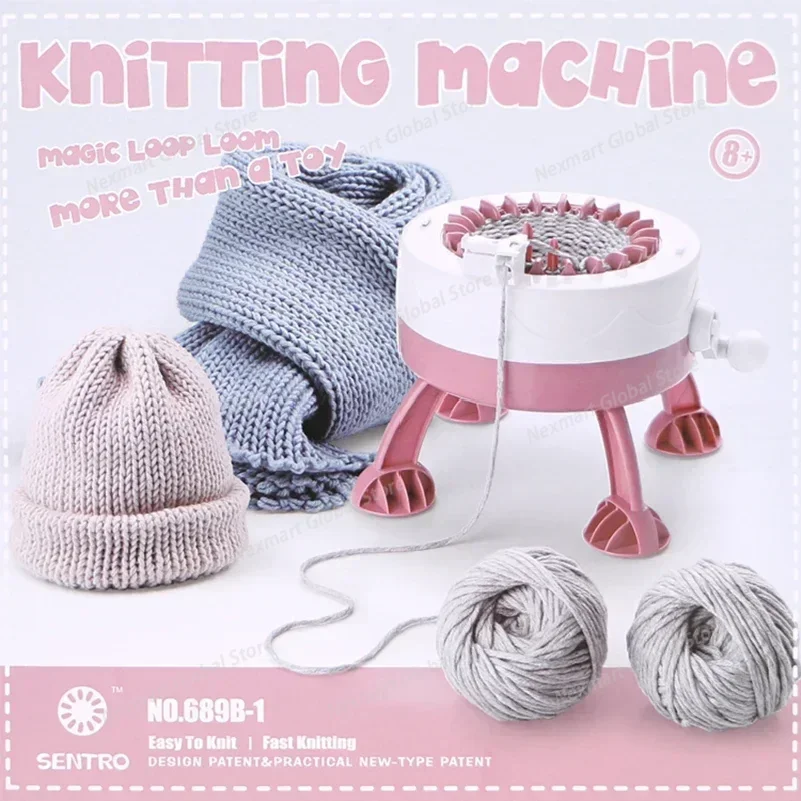 48 Needles Hand Crank Knitting Loom, DIY Yarn Knitting Machine for Sweater, Hat and Scarf, Handmade Weaving Toy for Kids