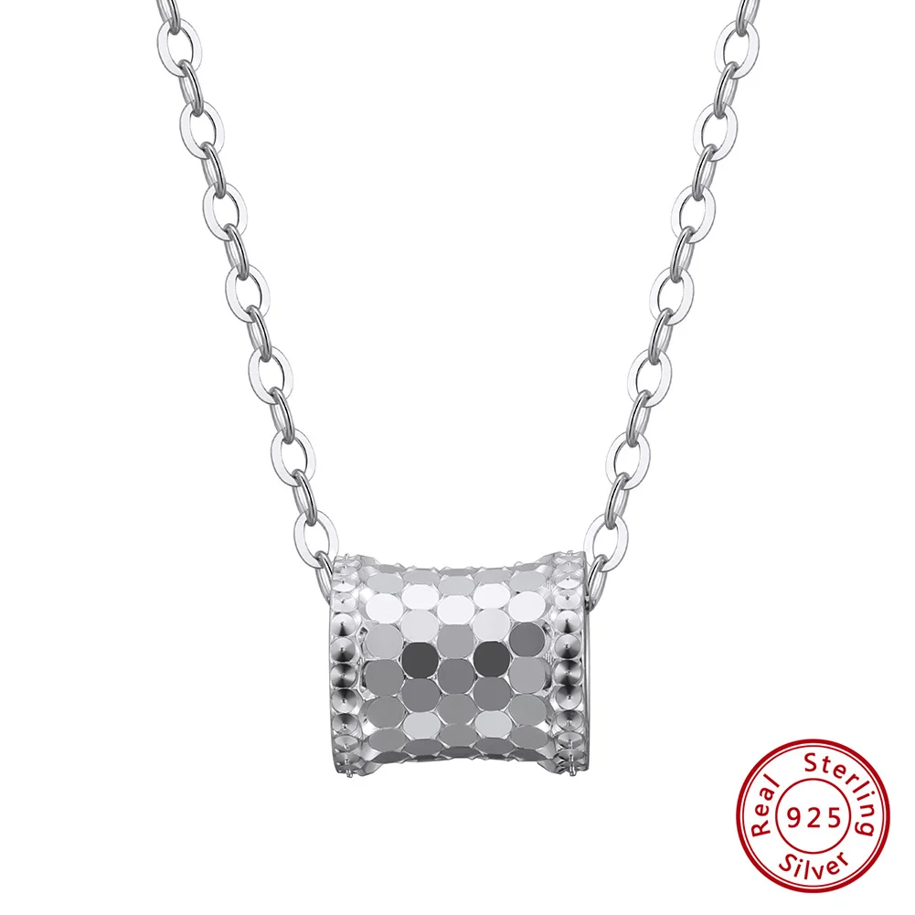 KISS MANDY Soild 925 Sterling Silver Round Pendant Necklace Creative Design Women's Collarbone Chain Quality Jewelry Gift SAPN44