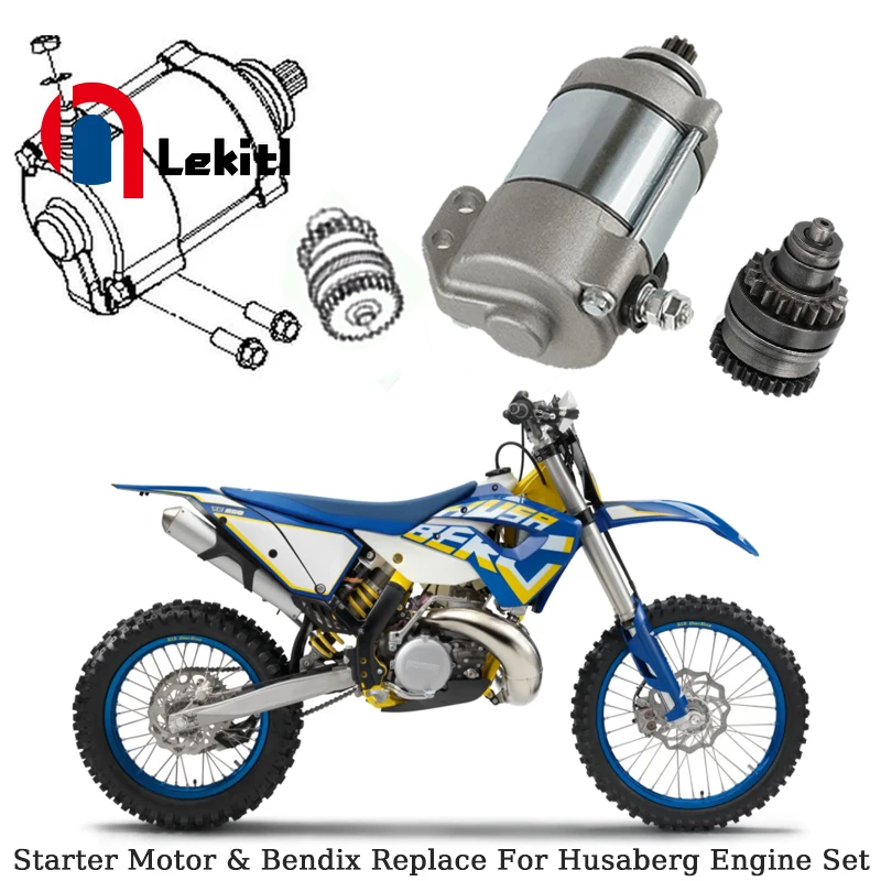 

2 PCS Electrical Starter Moric & Bendix 250cc 300cc For Husaberg Offroad Motor TE 250 TE 300 OEM: 55140001100 Motos Engine Parts