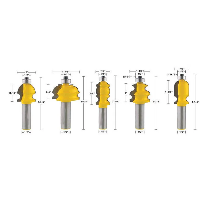 10 Bit Architectural Molding Router Bit Set-1/2 Inch Shank-Yonico 16101-AT30